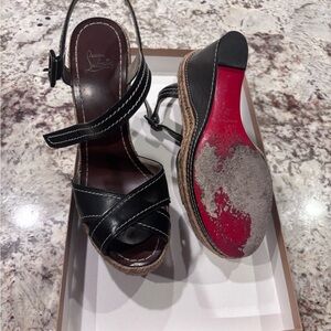 Christian Louboutin Black Wedges with Red Soles